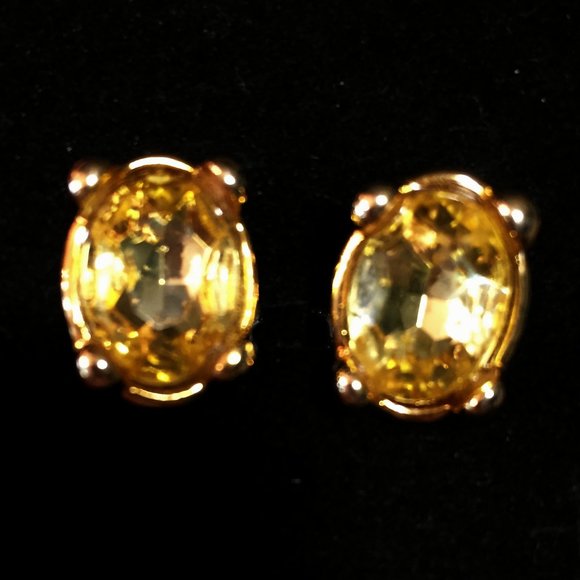 Citrine Colored Oval 4 Prong Earrings - Picture 2 of 2